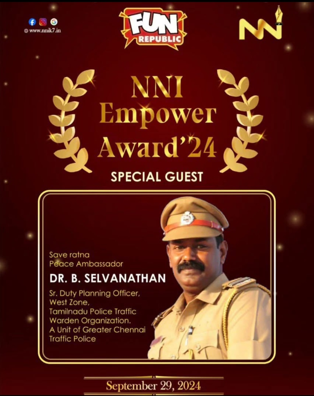 NNI Empower Award 2024 poster with special guest Dr. B. Selvanathan