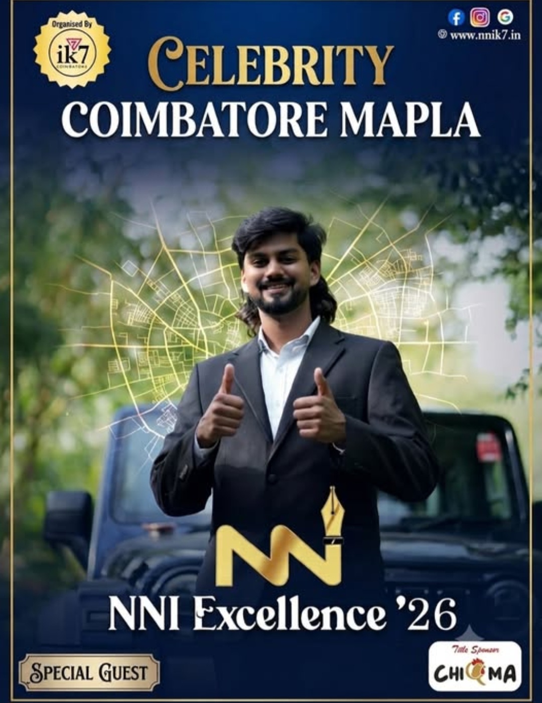 NNI Excellence 2026 poster featuring special guest Celebrity Coimbatore Mapla
