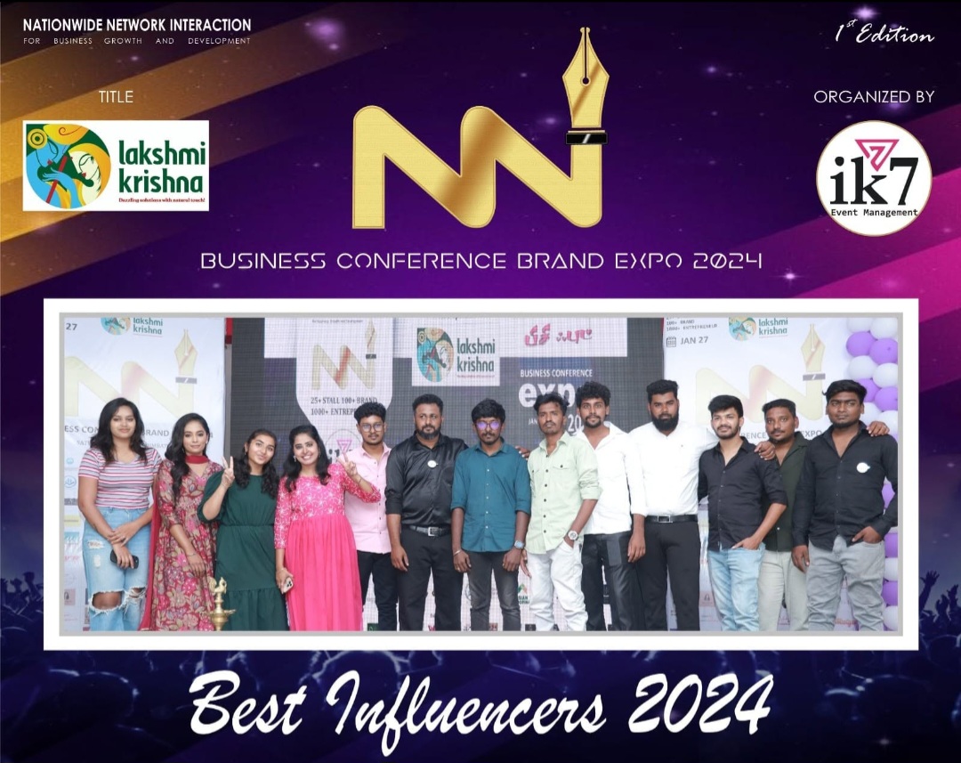 Entrepreneurs recognised on stage at an NNI business conference and brand expo
